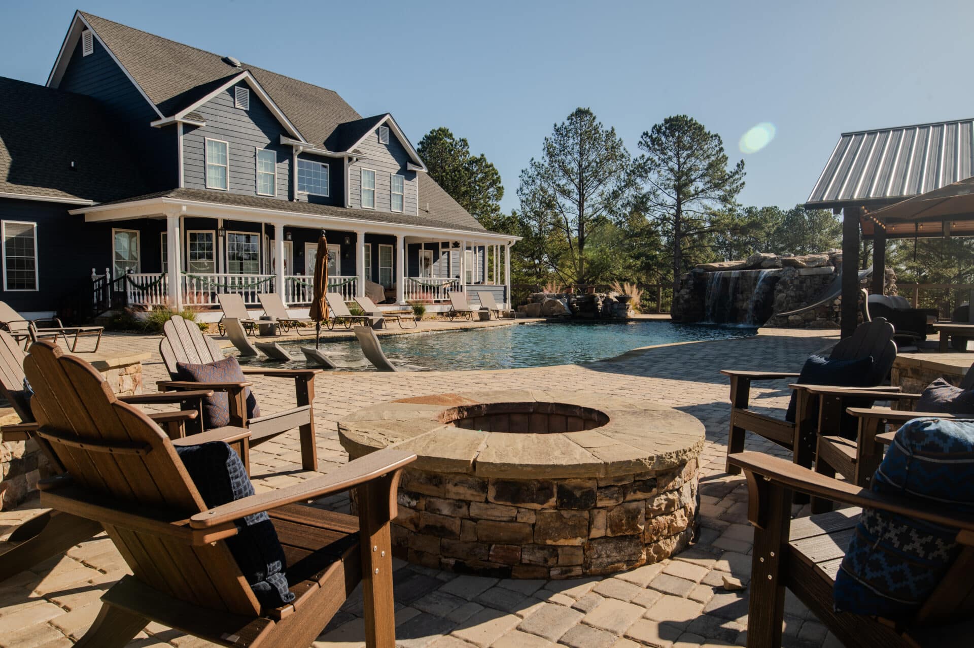 close up view of outdoor fireplace