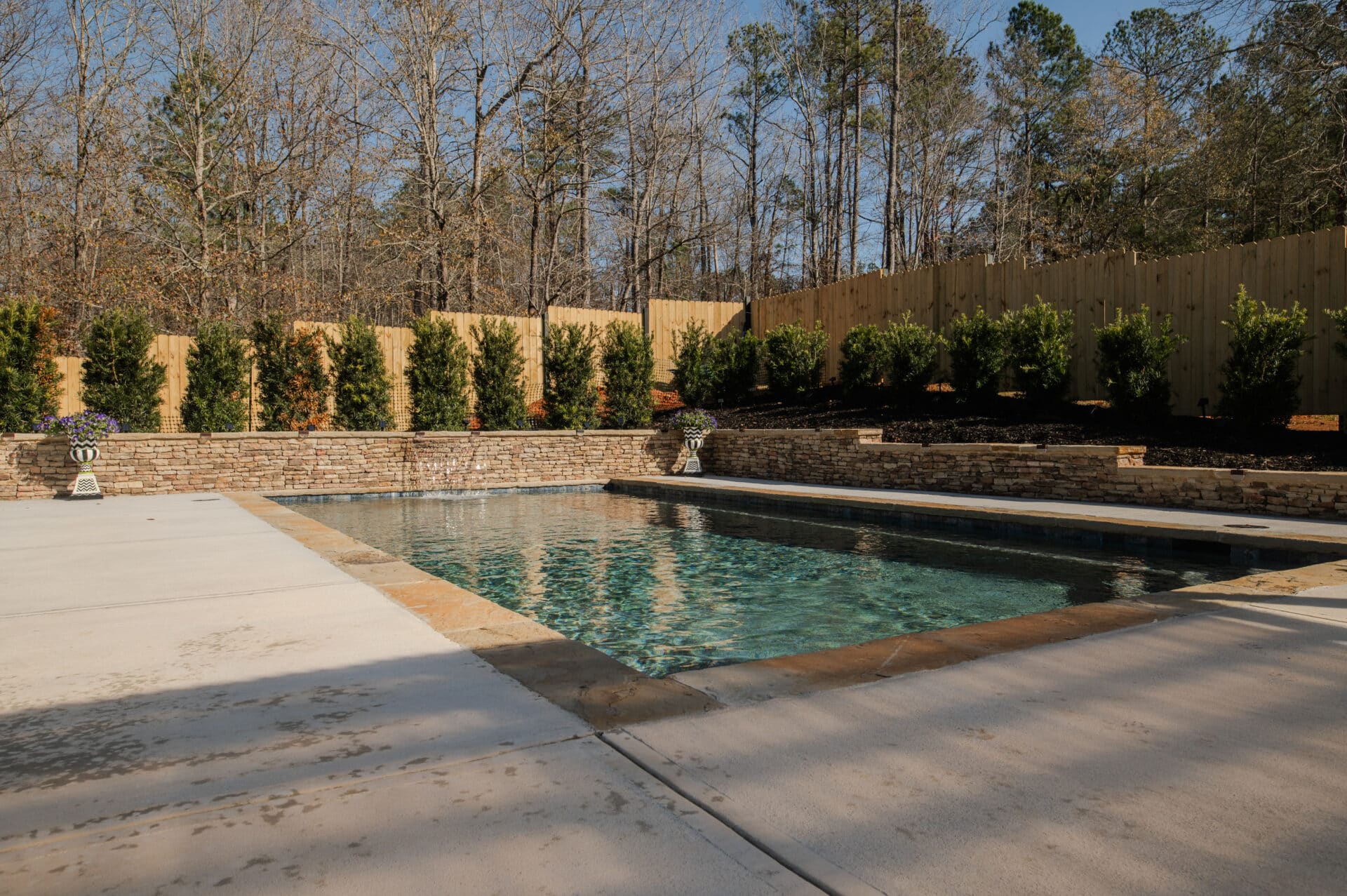 Lake Country Pools project with waterfalls