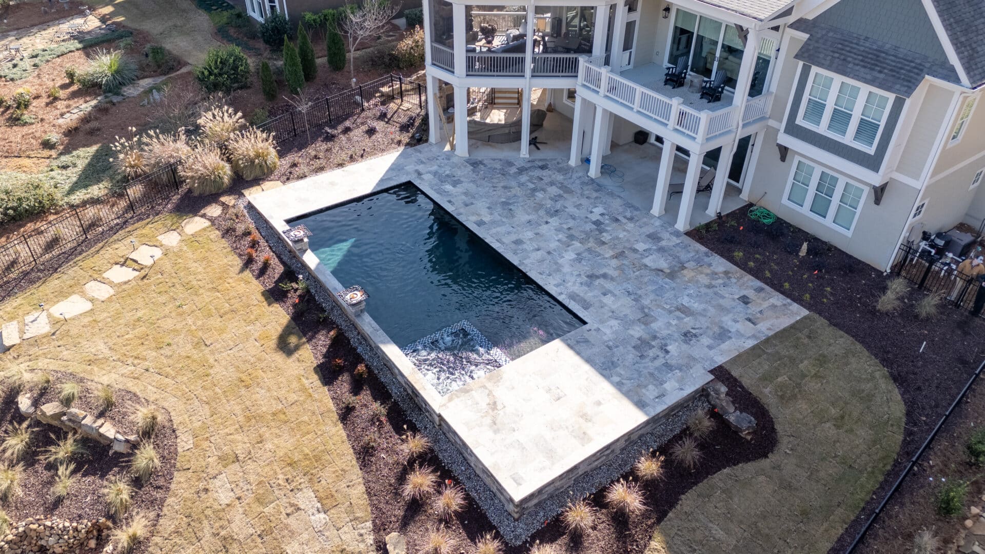 aerial view of a Lake Country Pools project