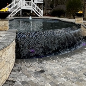 hot tub project with waterfall